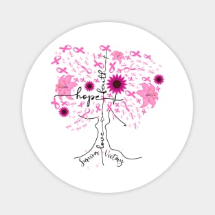 Breast Cancer Awareness Pink Ribbon Tree Magnet
